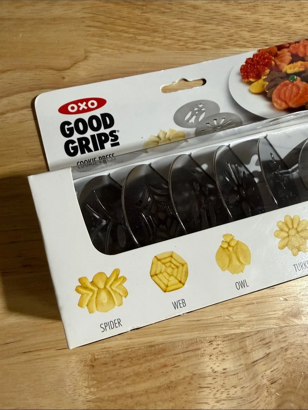 OXO Good Grips Cookie Press Autumn Disc Set Spider Web Owl Turkey Leaf Pumpkin